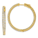 Sterling Shimmer Sterling Silver Gold-tone Flash Gold-plated 78 Stone CZ In and Out Round Hinged Hoop Earrings