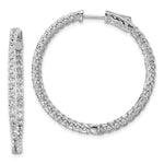 Sterling Shimmer Sterling Silver Rhodium-plated 78 Stone CZ In and Out Round Hinged Hoop Earrings