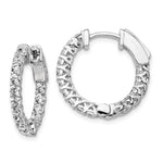 Sterling Shimmer Sterling Silver Rhodium-plated 30 Stone CZ In and Out Round Hinged Hoop Earrings