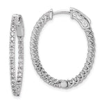 Sterling Shimmer Sterling Silver Rhodium-plated 60 Stone CZ In and Out Oval Hinged Hoop Earrings