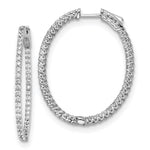 Sterling Shimmer Sterling Silver Rhodium-plated 88 Stone CZ In and Out Oval Hinged Hoop Earrings