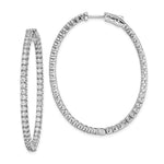 Sterling Shimmer Sterling Silver Rhodium-plated 100 Stone CZ In and Out Oval Hinged Hoop Earrings