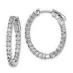 Sterling Shimmer Sterling Silver Rhodium-plated 44 Stone CZ In and Out Oval Hinged Hoop Earrings
