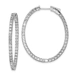 Sterling Shimmer Sterling Silver Rhodium-plated 84 Stone CZ In and Out Oval Hinged Hoop Earrings