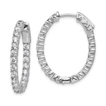 Sterling Shimmer Sterling Silver Rhodium-plated 42 Stone CZ In and Out Oval Hinged Hoop Earrings