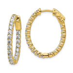 Sterling Shimmer Sterling Silver Gold-tone Flash Gold-plated 42 Stone CZ In and Out Oval Hinged Hoop Earrings