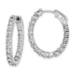 Sterling Shimmer Sterling Silver Rhodium-plated 34 Stone CZ In and Out Oval Hinged Hoop Earrings