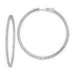Sterling Shimmer Sterling Silver Rhodium-plated 150 Stone CZ In and Out Round Hinged Hoop Earrings