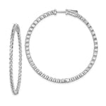 Sterling Shimmer Sterling Silver Rhodium-plated 90 Stone CZ In and Out Round Hinged Hoop Earrings