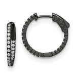 Sterling Shimmer Black Rhodium-plated 42 Stone CZ In and Out Round Hinged Hoop Earrings