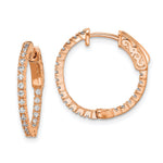 Sterling Shimmer Sterling Silver Rose-tone Rose Gold-plated 42 Stone CZ In and Out Round Hinged Hoop Earrings