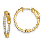 Sterling Shimmer Sterling Silver Gold-tone Flash Gold-plated 42 Stone CZ In and Out Round Hinged Hoop Earrings