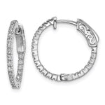 Sterling Shimmer Sterling Silver Rhodium-plated 42 Stone CZ In and Out Round Hinged Hoop Earrings