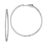 Sterling Shimmer Sterling Silver Rhodium-plated 162 Stone CZ In and Out Round Hinged Hoop Earrings