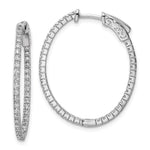 Sterling Shimmer Sterling Silver Rhodium-plated 78 Stone CZ In and Out Oval Hinged Hoop Earrings