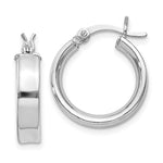 Sterling Silver Rhodium Plated 4x Hoop Earrings