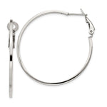 Sterling Silver RH-plated 1.5x Omega Back Round Hoop Earrings