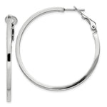 Sterling Silver RH-plated 2x Omega Back Round Hoop Earrings