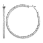 Sterling Silver Rhod-plated 3.25x Omega Back Hoop Earrings