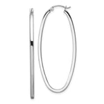 Sterling Silver Rhodium-plated Square Tube Oval Hoop Earrings