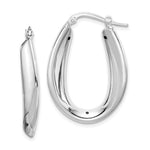 Sterling Silver Rhod-plated Polished Hollow Oval Hoop Earrings