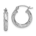 Sterling Silver Rhodium-plated 2.7x Twisted Hoop Earrings