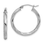 Sterling Silver Rhodium-plated 2.7x Twisted Hoop Earrings