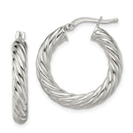 Sterling Silver Rhodium-plated Polished Twisted Hoop Earrings