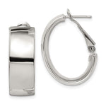 Sterling Silver Rhod-pltd Polish Omega Back Oval Hoop Earrings