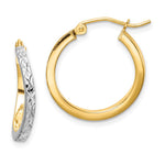 Sterling Silver Rhod-plated Vermeil Diamond-cut Curved Hoop Earrings