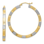 Sterling Silver Rhodium-plated Vermeil Diamond-cut 3x Hoop Earrings