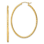 Sterling Silver Gold-plated Textured Hollow Oval Hoop Earrings