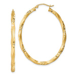 Sterling Silver Gold-plated Diamond-cut Twist Satin Oval Hoop Earrings