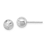 Sterling Silver Rhodium Plated Diamond Cut Post Earrings