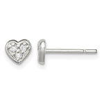 Sterling Silver Polished CZ Heart Petite Post Earrings