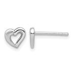 Sterling Silver Rhodium-plated Polished and Brushed Open Heart Petite Post Earrings