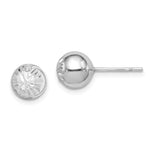Sterling Silver Rhod-plated Diamond Cut Ball Post Earrings