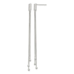Sterling Silver Polished 3-Strand Chain & Beaded End Post Dangle Earrings