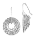 Sterling Silver Rhodium Plated D/C Circles Dangle Earrings