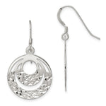 Sterling Silver Polished & Diamond-cut Circle Dangle Earrings