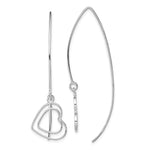 Sterling Silver Rhodium-plated Heart Threader Earrings