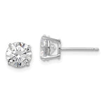 Sterling Silver Rhodium-plated Polished Round CZ Stud Earrings