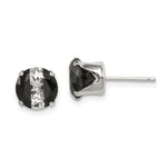 Sterling Silver Black & White Round CZ Snap-in Set Stud Earrings