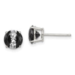 Sterling Silver RH-pltd Black/White Round CZ Basket Set Stud Earrings