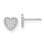 Sterling Silver Rhodium-plated CZ Pav Heart Post Earrings