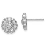 Sterling Silver Rhodium-plated Polished CZ Flower Heart Post Earrings
