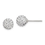 Sterling Silver Rhodium-plated Post White Czech Crystal Earrings