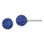 Sterling Silver Rhodium-plated Dark Blue Czech Crystal Post Earrings