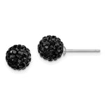 Sterling Silver Rhodium-plated Black Czech Crystal Post Earrings