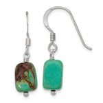 Sterling Silver Polished Dyed Howlite Rectangle Dangle Earrings